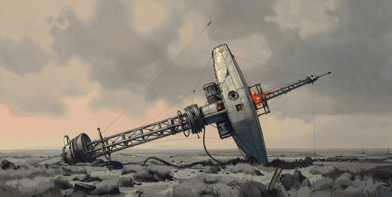 Broken down AI data transmission tower